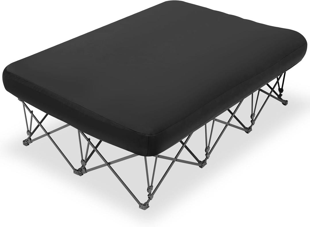 KAMPKEEPER Camping Cot,Camping Cots for Adults,Folding Camping Cot with Inflatable Air Mattress and Carry Bag,for Outdoor Travel Camp Beach Vacation (not Included The Airpump), Queen