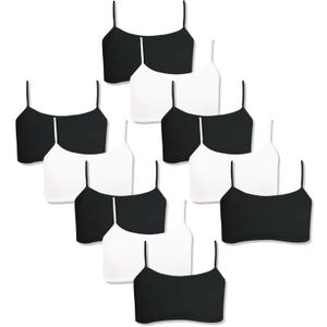 DChica Sports Bra, Training Bra for Girls Soft to Skin Non-Padded Double Layer Cotton Everyday Bralettes for Teens Pack of 10,   S