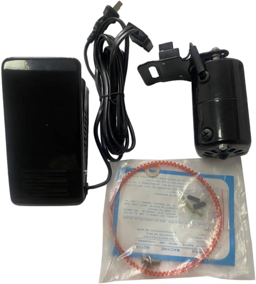 AC110V Home Sewing Machine Motor with Foot Pedal, Bracket, Bolts, Motor Belt, Carbon Brush and Instruction Manual (100W)