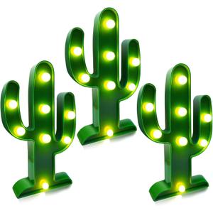 Extra Large - 3 Pack LED Cactus Light Cinco de Mayo Decorations 10 x 5.5 Inch Cactus Decor Mexican Fiesta Party Decorations Cute Night Lamp for Table Kids' Room Bedroom Living Room Gift Party Home