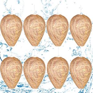 DECYOOL 8 Pack Wasp Nest Decoy Hanging Wasp for Wasps Hornets Yellow Jackets Outdoor Water-Repellent Material (Dark Brown)