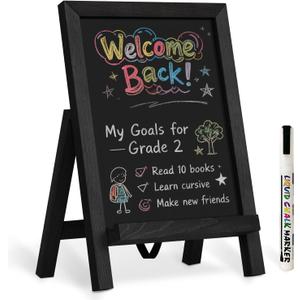 Magnetic Chalkboard Sign with Stand, 9.5" x 14" Tabletop Wooden Framed Chalk Board, Small Desktop Menu Board for Kitchen Vintage Wedding