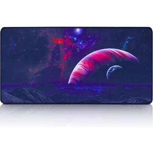Gaming Mouse Pad 24x12 Inch , Large Purple Galaxy Space XXL Large Cool Mouse Pad Non-Slip Rubber Mouse Pads for Computers Laptop Office, Blue