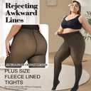 Delcast Plus Size Fleece Lined Tights Women - Fake Translucent Sheer Warm Thermal Pantyhose Leggings for Winter (Black, XL)