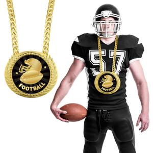 Tondiamo Sports MVP Turnover Chain Medal 6" Big Gold Champ Award Necklace Chain Baseball Basketball Football Soccer Softball Volleyball Sports Competitions Prize Gifts and Party Favors