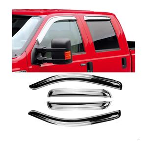 Window Visor Rain Guard for 2019-2026 Silverado/Sierra 1500 Crew Cab 94805Y4pcs Chrome Outside Tape-on Shatterproof Window Vent Deflector Shades for 20-26 Silverado/Sierra 2500/3500HD crew cab Pickup
