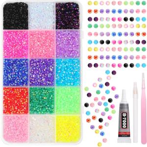 15000Pcs Rhinestones for Bedazzling, 3mm Bedazzler Kit with Flatback Rhinestones, Multicolor Flatback Resin Jelly Gems for Crafting Book Crafts Clothing Shoes Fabric Nail Art Makeup (S1)
