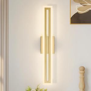 Modern LED Wall Sconce Gold Dimmable LED Vanity Lights Bathroom Lighting Fixtures Over Mirror Long Wall Light for Bathroom Dining Room, L24Inch 5CCT