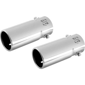 Pack of 2 Exhaust tips - to Fit 1.5 to 2 Inch Exhaust Tail Pipe Diameter- Stainless Steel to give Chrome Effect - Car Muffler Tips
