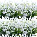 Artificial Flowers, 20 Bundles Outdoor Fake Flowers for Decoration UV Resistant Faux Plastic Plants Garden Porch Window Box Dcor (White)