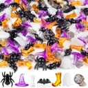 250PCS Halloween Vase Filler  Acrylic Halloween Sensory Bin Filler with Spiders, Bats, Skulls, Ghosts, Witch Hats, Boots, and Bones, Mini Halloween Figurines for Crafts and Bowl Decor