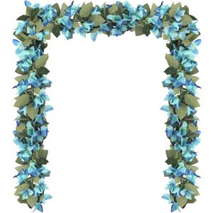 Artificial Bougainvillea Garland,4PCS 7.2ft/Piece Blue Flower Garland Faux Silk Bougainvillea Vines Artificial Decor for Wedding Arch Table Home Garden (Blue)