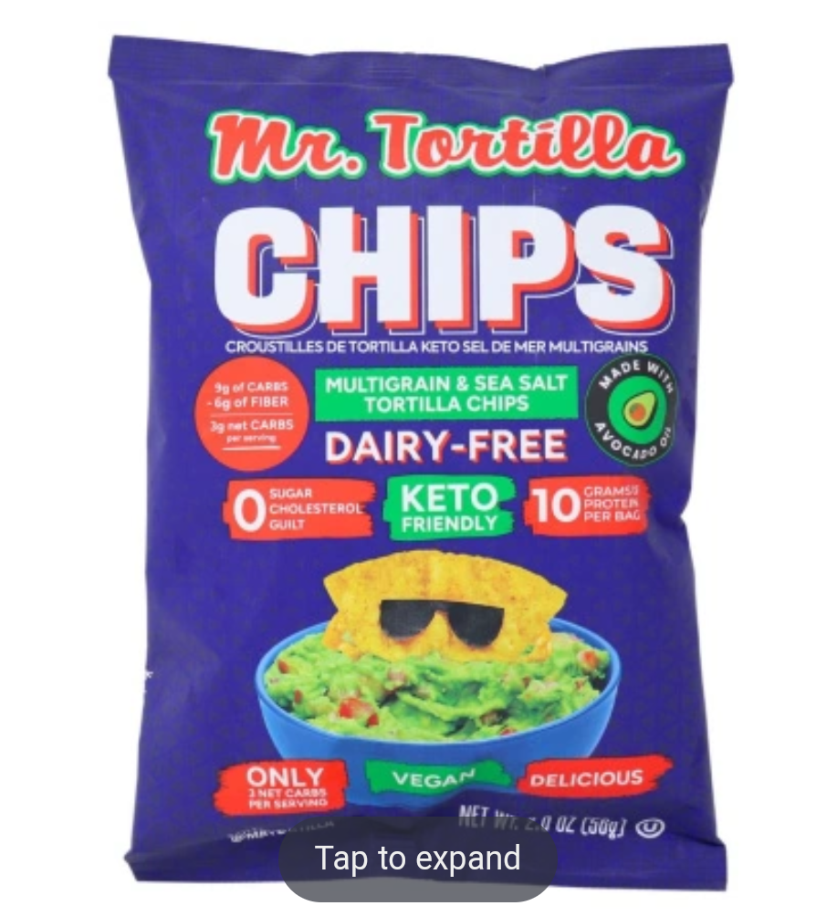 Mr. Tortilla Crunchy Chips Keto Tortilla Chips Multigrain Sea Salt, 56g