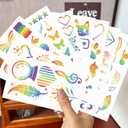 10 Sheets Rainbow Temporary Tattoos Birthday Themed Party Supplies Decoration Favors Cartoon Cute Sticker for Kids Boys Home Activity Class Prizes Carnival Christmas Rewards (black)