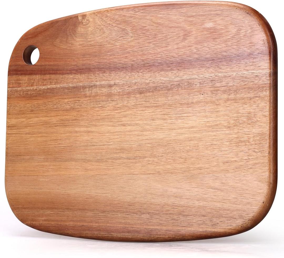 Large Acacia Wood Cutting Boards for Kitchen with Hanging  Big Wooden Cutting Board for Vegetables, Bread, Steak, Meat, Cheese, Charcuterie - BPA Free, 14" x 11"