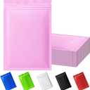 100 Pack Resealable Mylar Bag, Smell Proof Bags Resealable Packaging Supplies for Food Storage Small Business (Pink, 4.7" X 7.8")