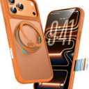 for iPhone 17 Pro Max Case, Compatible with MagSafe, Slim Shockproof Military-Grade Rugged Protective Case with Stand, Camera Control, Comfort Grip (D-Orange, iPhone 17 Pro Max)