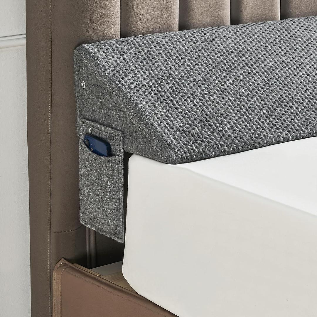 IFNOW Queen Size(60"x6"x10") Bed Wedge Pillow for Headboard, Mattress Gap Filler(0-8"), Bed Wedge for Gap Between Your Headboard and Mattress Dark Grey
