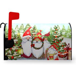 Winter Gnome Mailbox Covers Magnetic Standard Size Mail Box Post Cover Snowman Snowflake Xmas Mailbox Wraps Gift Holiday Waterproof 21 X18 Inch