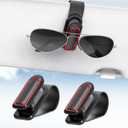 Veharvim Sunglass Holder for Car (2 Pack, One-Handed Operation, Gentle & Secure Hold, Silicone Padded, Universal Fits Sunglass and Car Visor) - Sunglasses Clip for Car Visor (Black & Red, 2 Pack)
