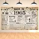DARUNAXY 60th Birthday Party Decorations, Vintage Back in 1965 Banner 60 Year Old Birthday Party Poster Supplies Vintage 1965 Backdrop Photography Background for Men & Women 60th Class Reunion Decor