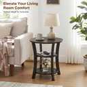 Yuede Round End Table 3 Tier Side Table, Small Space Nightstand | 19.7-inch Circle Coffee Accent Table, Small Side Tables for Living Room, Bedroom, Sofa, Couch, Vintage Rustic (Oak Dark) 19.7" x 19.7" x 21.7"