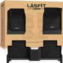 LASFIT Floor Mats for Chevrolet Chevy Colorado/GMC Canyon 2015-2022 (Only Crew Cab), All Weather TPE Custom Fit Automotive Floor Mats for Cars, 1st and 2nd Row Car Floor Mats Full Set, 3 PCS, Black
