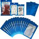 120 PCS-7x10 Reclosable Mylar Bags Blue for Food Storage, Resealable Mylar Bag 1 Quart with Clear Window for Small Businesses, Smell Proof Aluminum Foil Zipper Edible Packaging Bag for Candies
