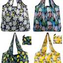 Noilk Reusable Grocery Bags, 4 Pack Foldable Shopping Tote Bags, Lightweight & Durable Eco Friendly Washable Totes for Groceries, Travel & Everyday Use