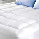 Cloud-Like Twin Mattress Topper - 100% Cotton Top Mattress Pad for Back Pain Relief - Breathable & Naturally Cooling for Hot Sleepers, White