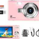 Digital Camera, Autofocus UHD 4K 50MP Vlogging Camera for Photography with 32GB SD Card, 16X Zoom, Anti-Shake, Portable YouTube Compact Point and Shoot Digital Cameras for Kids Teens Adult Beginner (Pink)