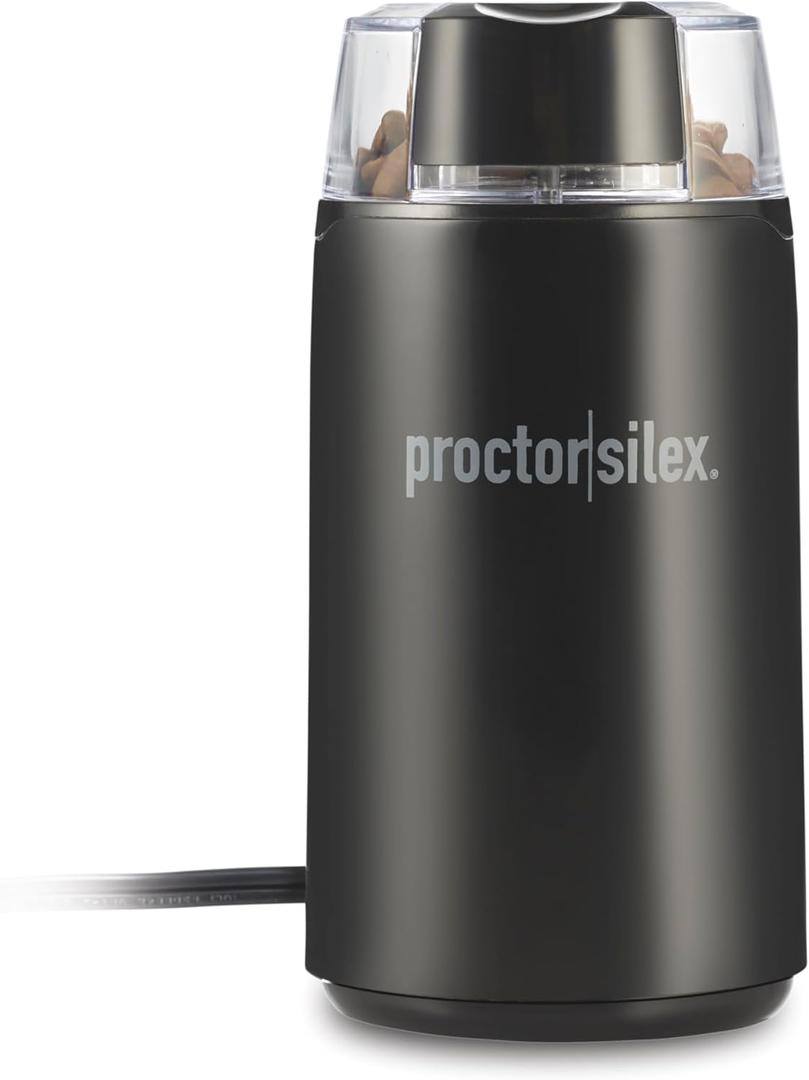 Proctor Silex Electric Coffee Grinder for Beans, Spices and More, Stainless Steel Blades, Makes upto 12 Cups, Black Proctor Silex Electric Coffee Grinder for Beans, Spices and More, Stainless Steel Blades, Makes upto 12 Cups, Black