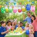 12 Pcs Inflatable Easter Eggs Outdoor Decorations, Large Blow up Easter Egg Decorations for Front Door, Porch or Garden, Easter Holiday Atmosphere, Celebrate Easter in Style