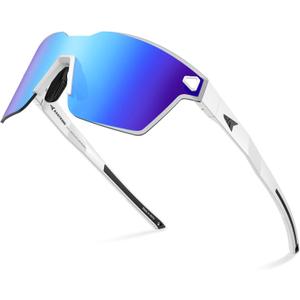 KastKing Tarkio Polarized Fishing Sunglasses, Large Single PC Lenses, Rimless Wrap Design, UV400 Protection Sports Sunglasses (G: Double Matt Silver Frame, Aqua Ice Mirror)