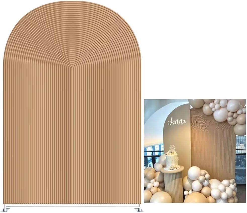 KONPON Brown Ripples Arched Frame Fabric Cover for Birthday Partied Double-Sided Stretchy Chiara Backdrops Arched Wall Stands Covers Arch Backdrop Cover 4x7ft (Width=4ft(48inch),Height=7ft(85inch), Hp-465)