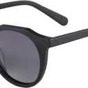 ZENOTTIC Vintage Round Polarized Sunglasses for Men Women UV400 Protection (C01 Black Frame Gradient Grey Lens)