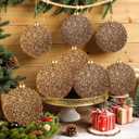 Syhood 8 Pack 6" Large Christmas Ball Ornament Outdoor Glitter Sequin Decor