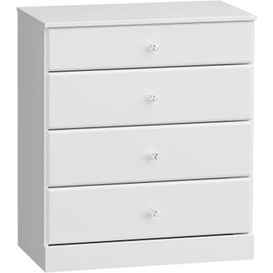 Prepac Astrid Simplistic 4-Drawer Dresser for Bedroom, Functional Chest of Drawers with Acrylic Knobs 18.25" D x 30" W x 34" H, White, WDBR-0401-1-V