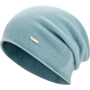 100% Wool Slouchy Beanie, Warm Beanie Hats for Women Breathable Knitting Skull Beanies Cap for Spring Fall Winter (Blue)