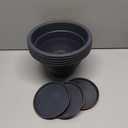 10 Inch 4 Pack Plant Pots, Plastic Flower Pot for Indoor & Outdoor with Drainage Holes & Saucer, Plaid Pattern Planters Garden Pots for Herbs (Copper)