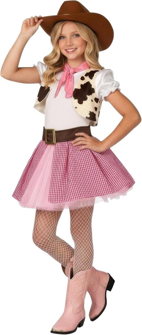 Morph Pink Cowgirl Costume for Girls, Cowgirl Outfits For Girls, Western Outfit For Halloween, Small
