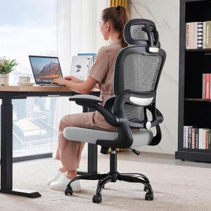 TRALT Office Chair Ergonomic Desk Chair with Lumbar Support Black Grey, 1, Pack of 1