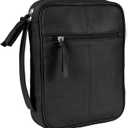 ELIZO Full Grain Italian Leather Bible Cover - Soft Zippered Carrying Case for Men & Women, Church Bag, Book Holder, Religious Gift (Black, XL)