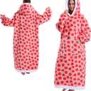 GoodtoU Wearable Blanket Hoodie, Strawberry Oversized Hooded Blanket for Women Warm Christmas Birthday Gifts for Mom Girlfriend (Adults Extra Long)