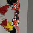 Mouse First Birthday High Chair Banner - Red Yellow Black, One Celebration with Tassels and Gingham Bows, Party Decoration (Mouse Banner)