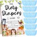 Roowest 51 Pcs Dirty Diaper Baby Shower Games Funny Wooden Sign with 50 Pcs Mini Diapers Cute Felt for Gender Reveal Party Baby Shower(Woodland Animals)