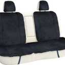 FH Group Doe16 Fluffy Faux Rabbit Fur Car Seat Cushions - Rear Seat Covers for Cars Trucks SUV,Car Seat Cushions, Cozy Car Seat Cover Cushion, Universal Fit Car Seat Protector Rear Set Black