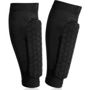 Soccer Shin Guards for Adult, Honeycomb Shin Pads, Lightweight Breathable Shins Defender Calf Sleeves for Football Baseball Boxing Kickboxing, M