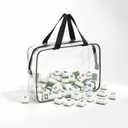 Transparent Mahjong Tile Bag with Zipper, PVC Clear Waterproof American Mahjong Bag for Storage & Travel, mah jongg Carrying Case with Handles, mahjongg Accessories and Gifts for Parties, (Case Only)