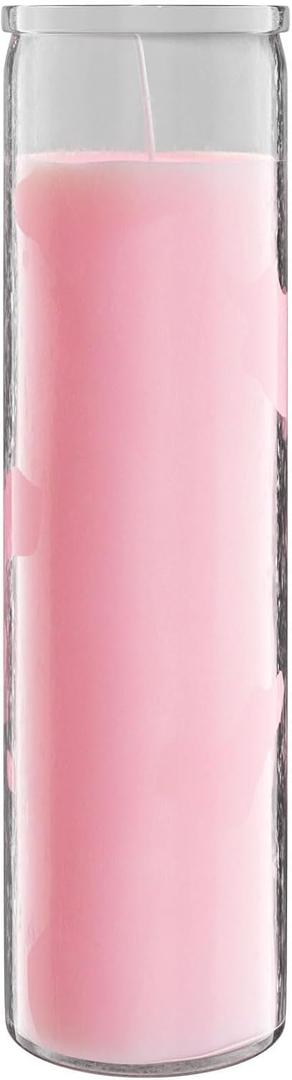Simply Soson 2x8 inch Pink Devotional Candles in Glass Jar - 1 Piece - 90 Hours Prayer Candle - Tall Pillar Candles for Religious, Memorials, Party Decor